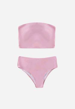 Guyam Tube Top & High Waist Bikini Set in Pink