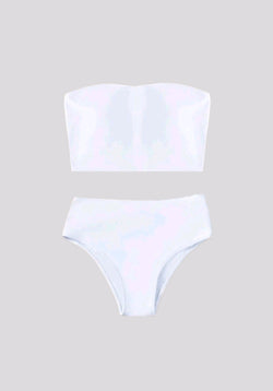 Guyam Tube Top & High Waist Bikini Set in White
